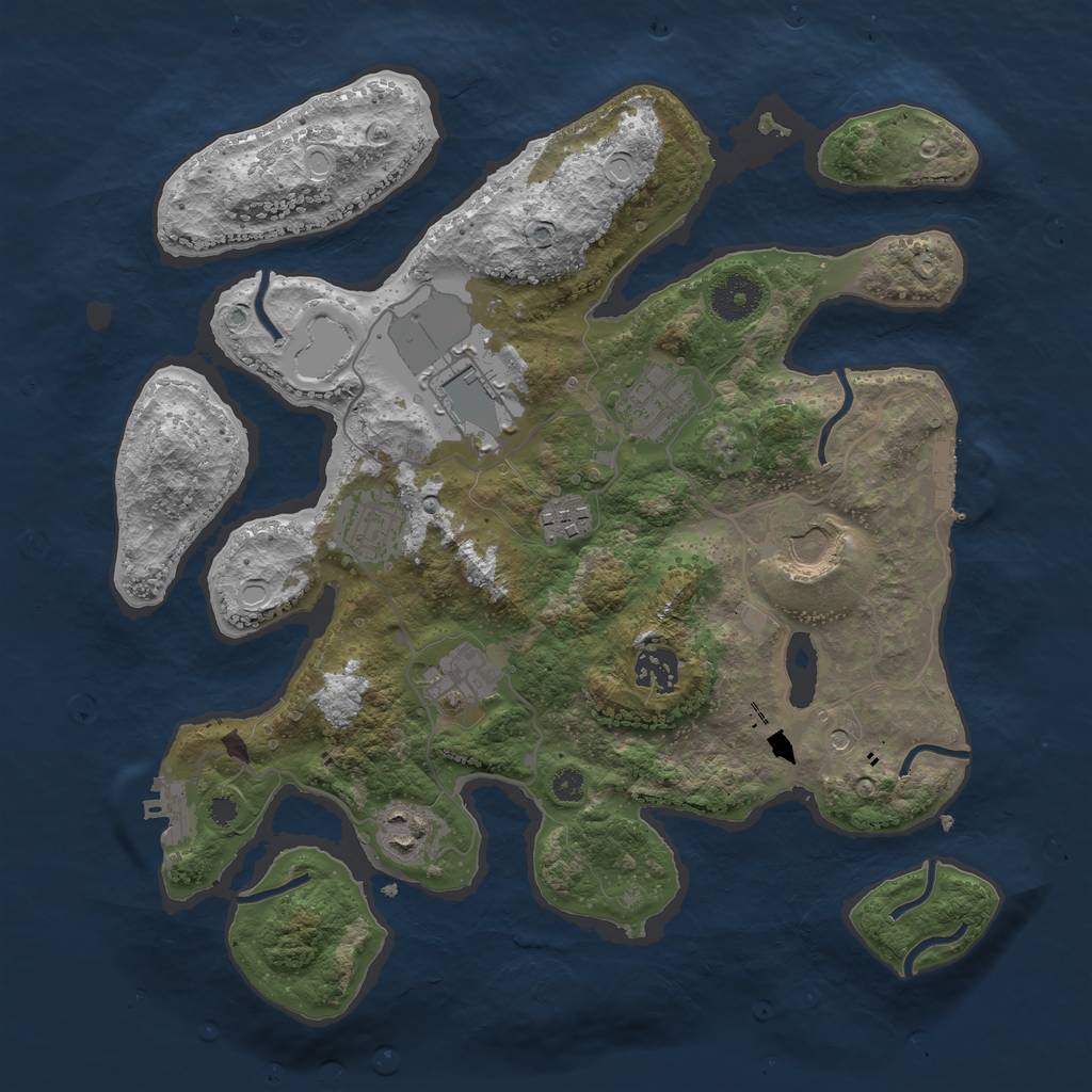 Rust Map: Procedural Map, Size: 3500, Seed: 989562648, 16 Monuments
