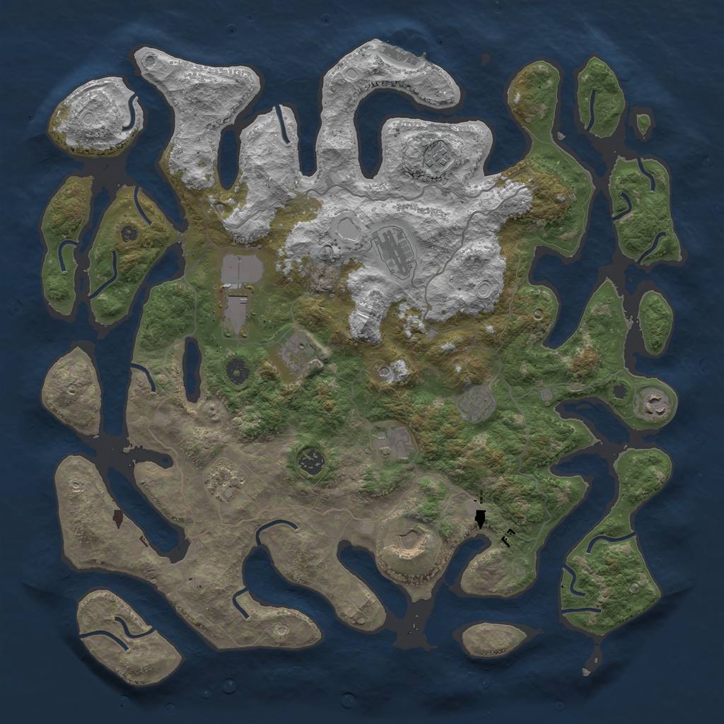 Rust Map: Procedural Map, Size: 4500, Seed: 844354574, 17 Monuments