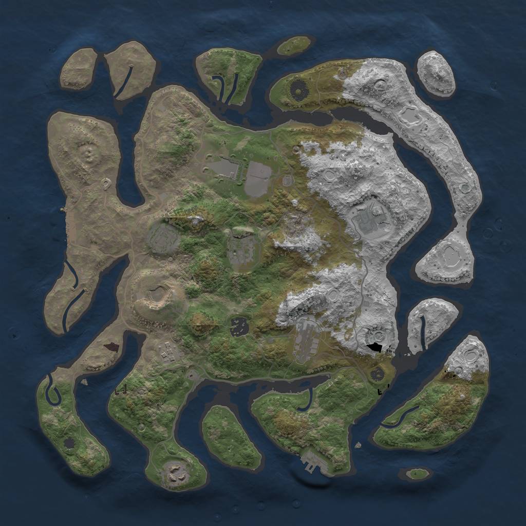 Rust Map: Procedural Map, Size: 4000, Seed: 110421, 17 Monuments