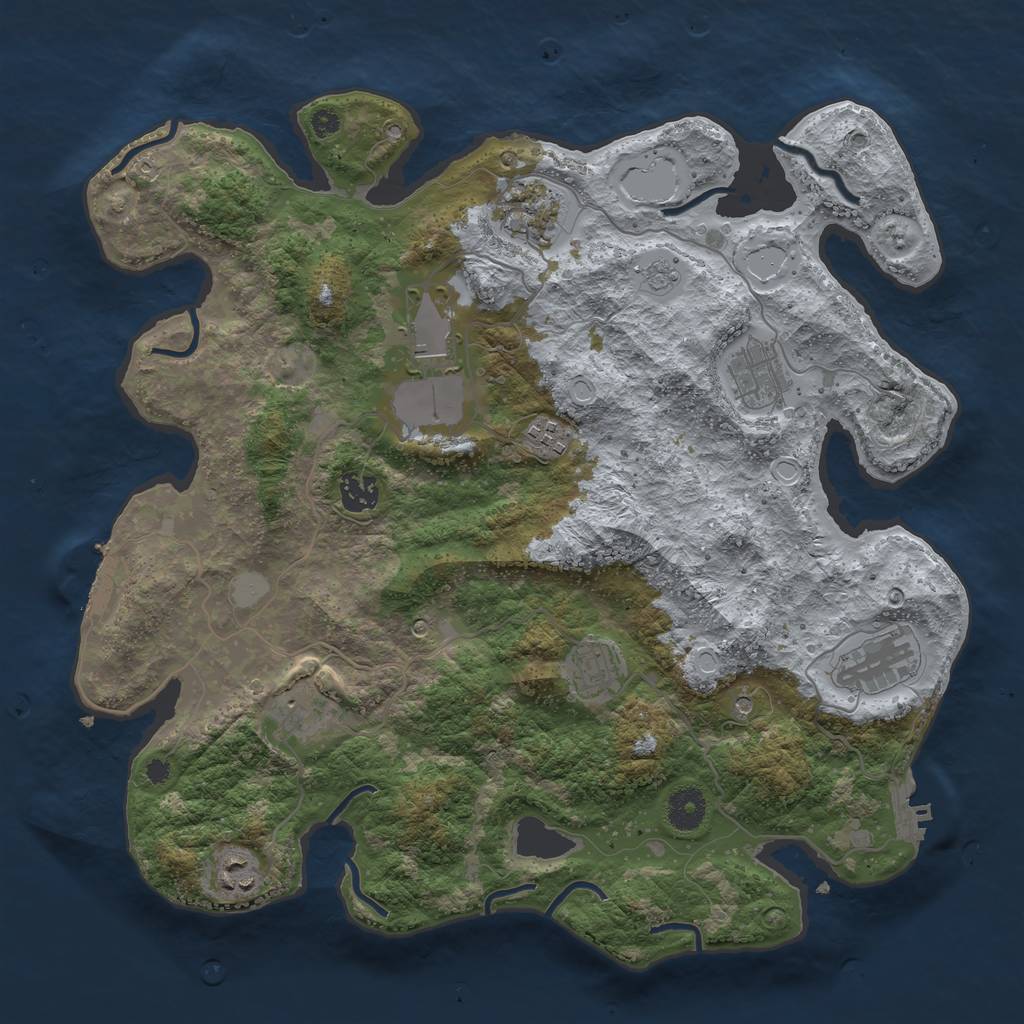 Rust Map: Procedural Map, Size: 3800, Seed: 448822003, 16 Monuments