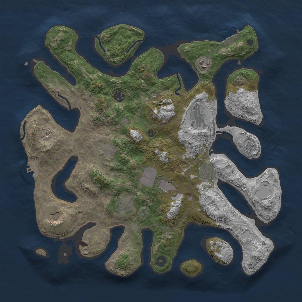 Rust Map: Procedural Map, Size: 4000, Seed: 1334153664, 17 Monuments