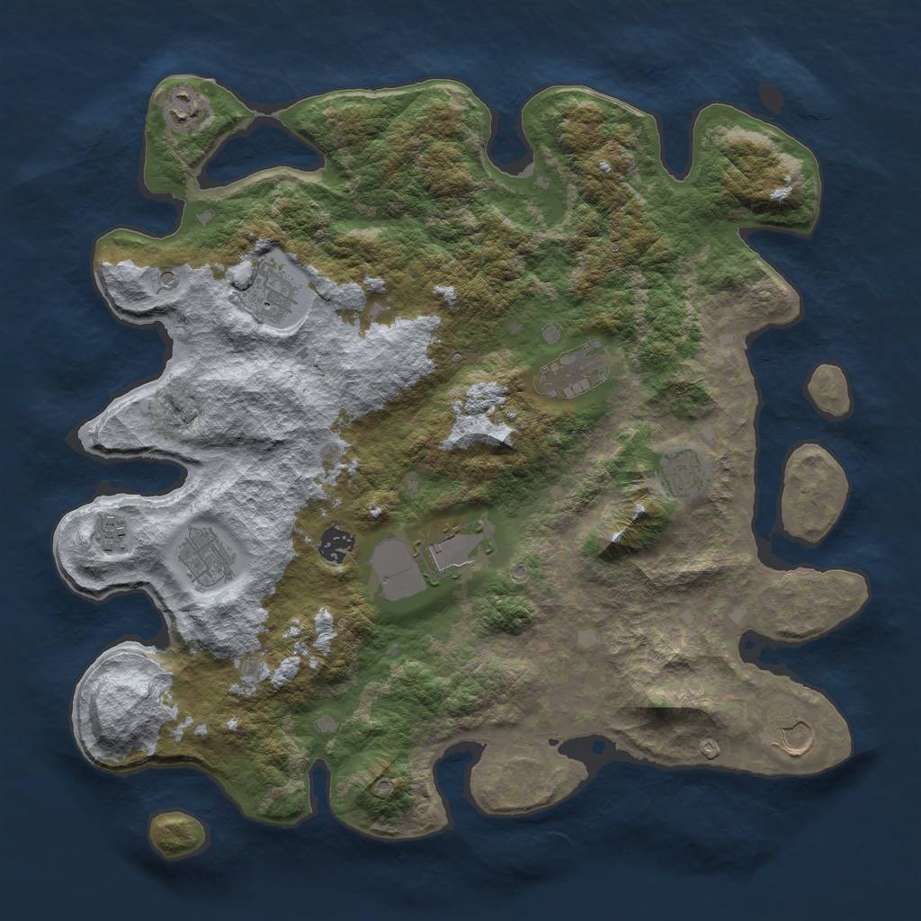 Rust Map: Barren, Size: 4000, Seed: 54272814, 12 Monuments