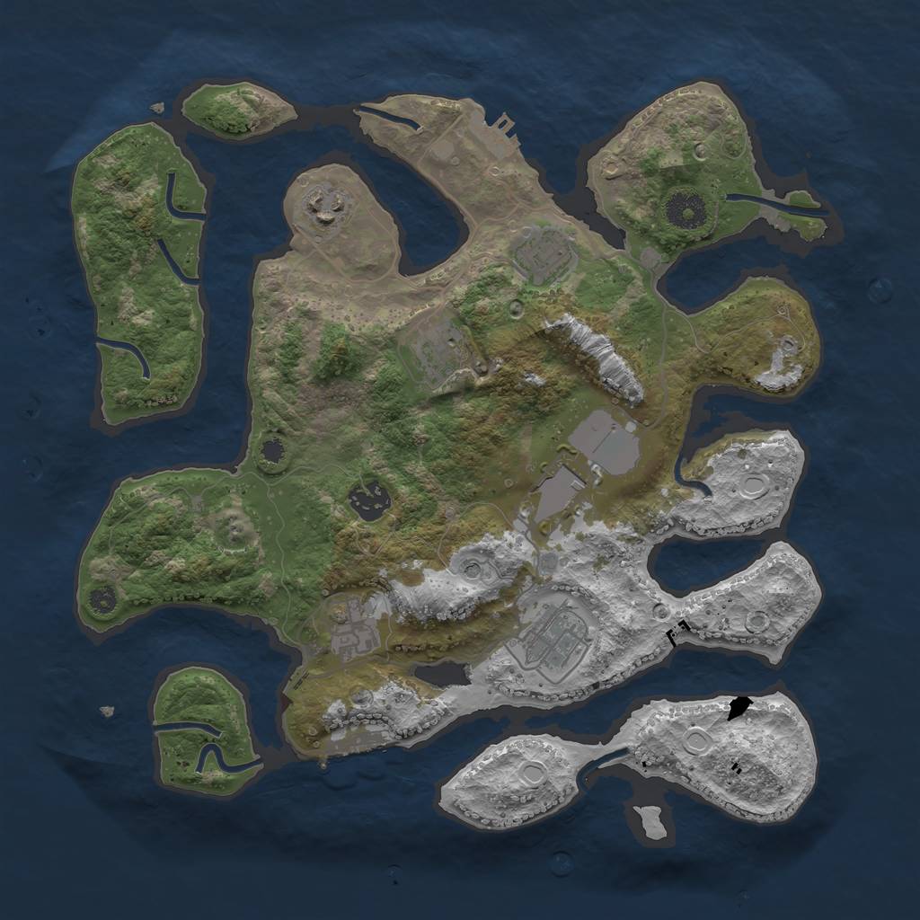 Rust Map: Procedural Map, Size: 3500, Seed: 1135083589, 15 Monuments