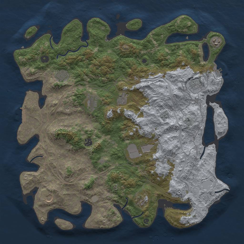 Rust Map: Procedural Map, Size: 4500, Seed: 2139835700, 17 Monuments