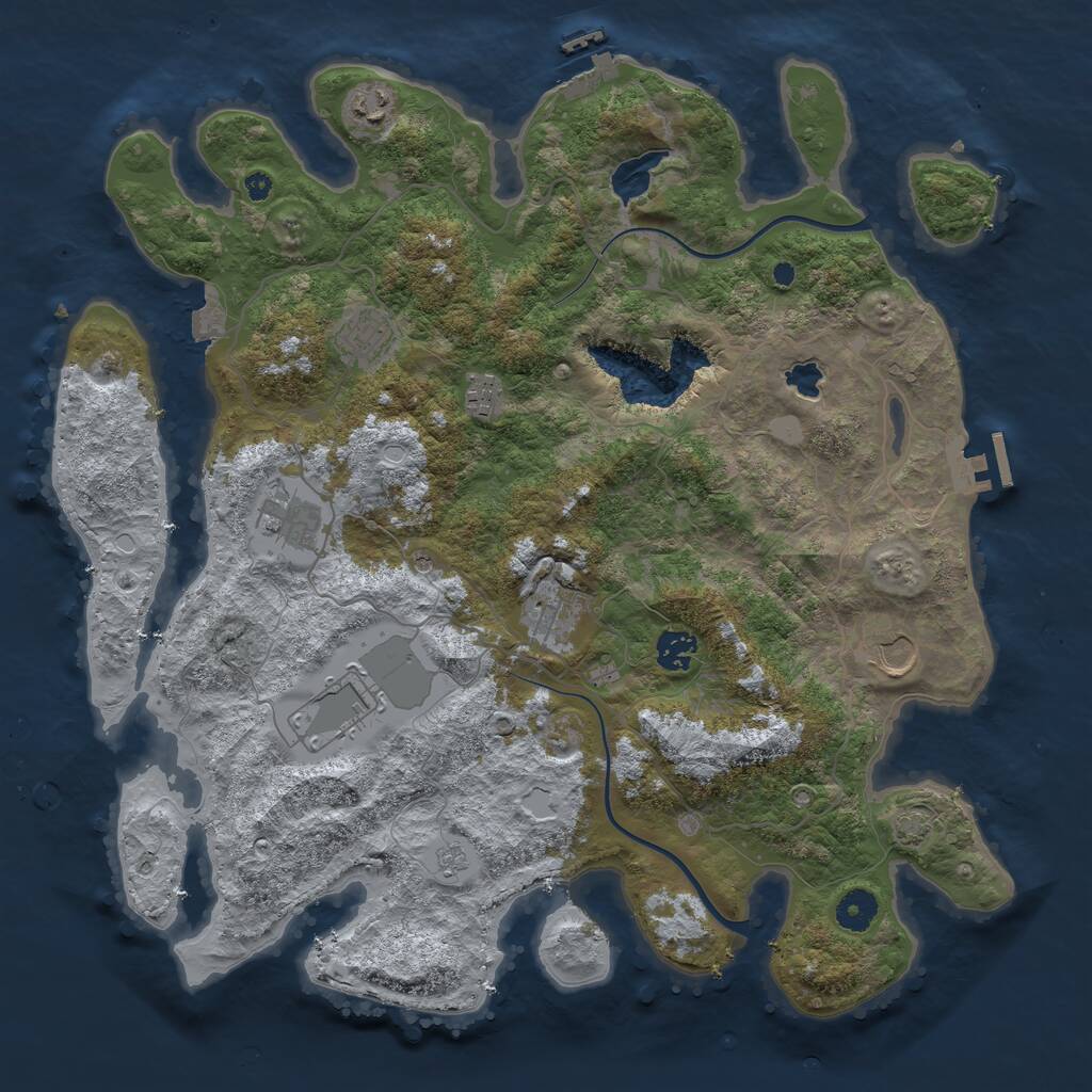 Rust Map: Procedural Map, Size: 4000, Seed: 31413592, 14 Monuments