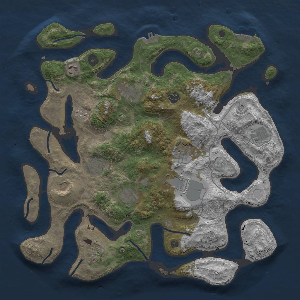 Rust Map: Procedural Map, Size: 4000, Seed: 5286346, 19 Monuments