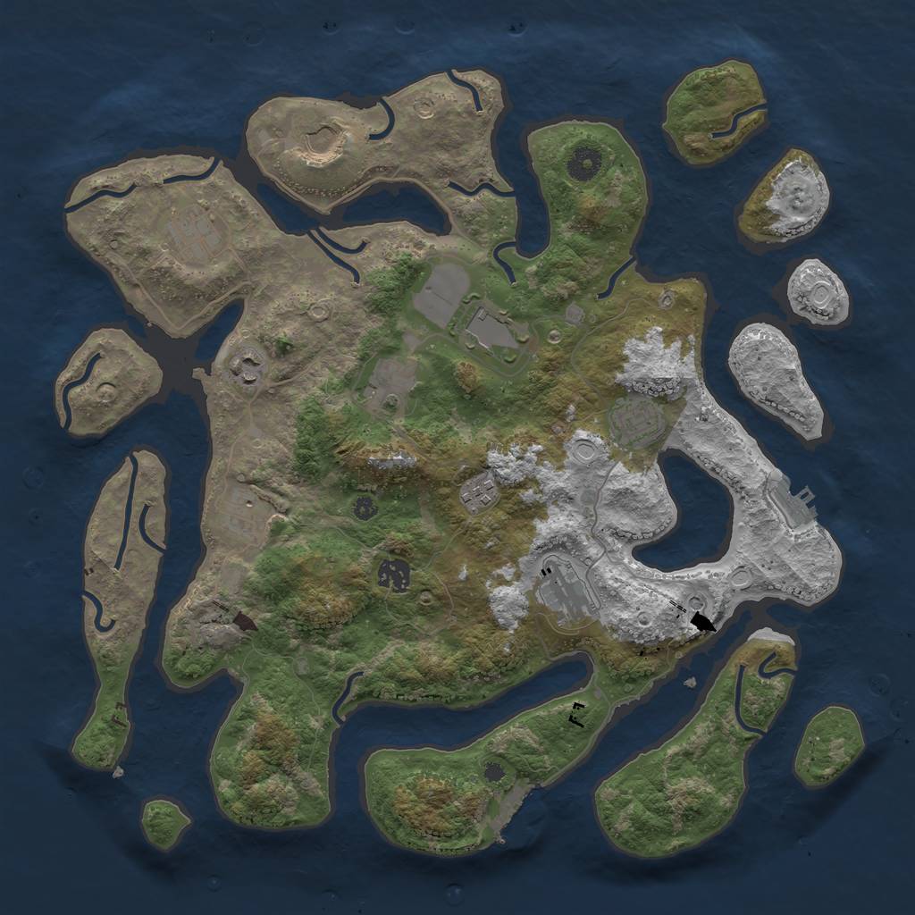 Rust Map: Procedural Map, Size: 3999, Seed: 191, 18 Monuments