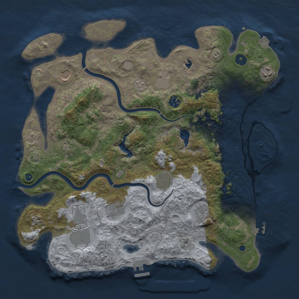 Rust Map: Procedural Map, Size: 4000, Seed: 20210411, 16 Monuments
