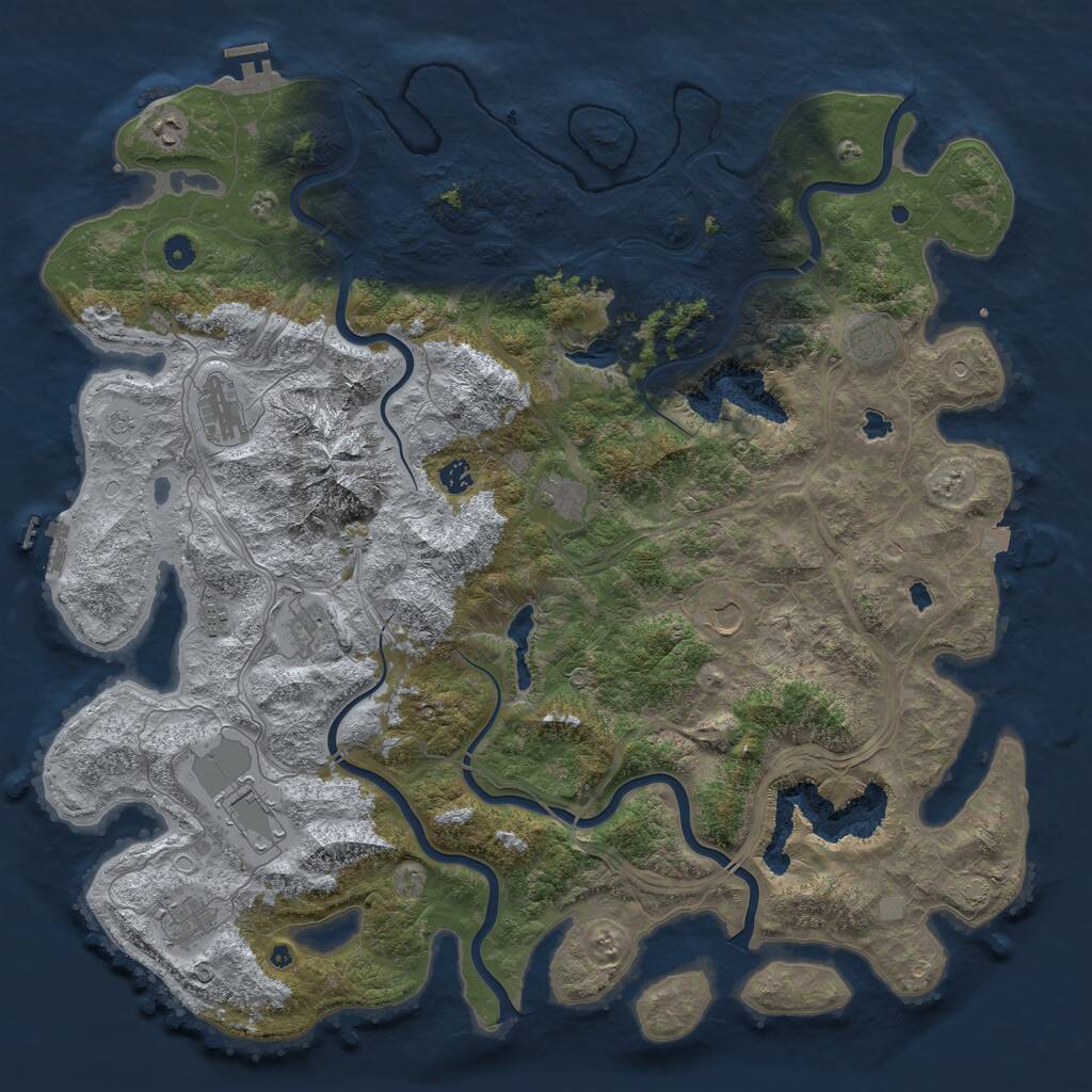 Rust Map: Procedural Map, Size: 5000, Seed: 27, 16 Monuments
