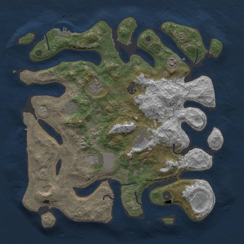 Rust Map: Procedural Map, Size: 4000, Seed: 63345, 17 Monuments