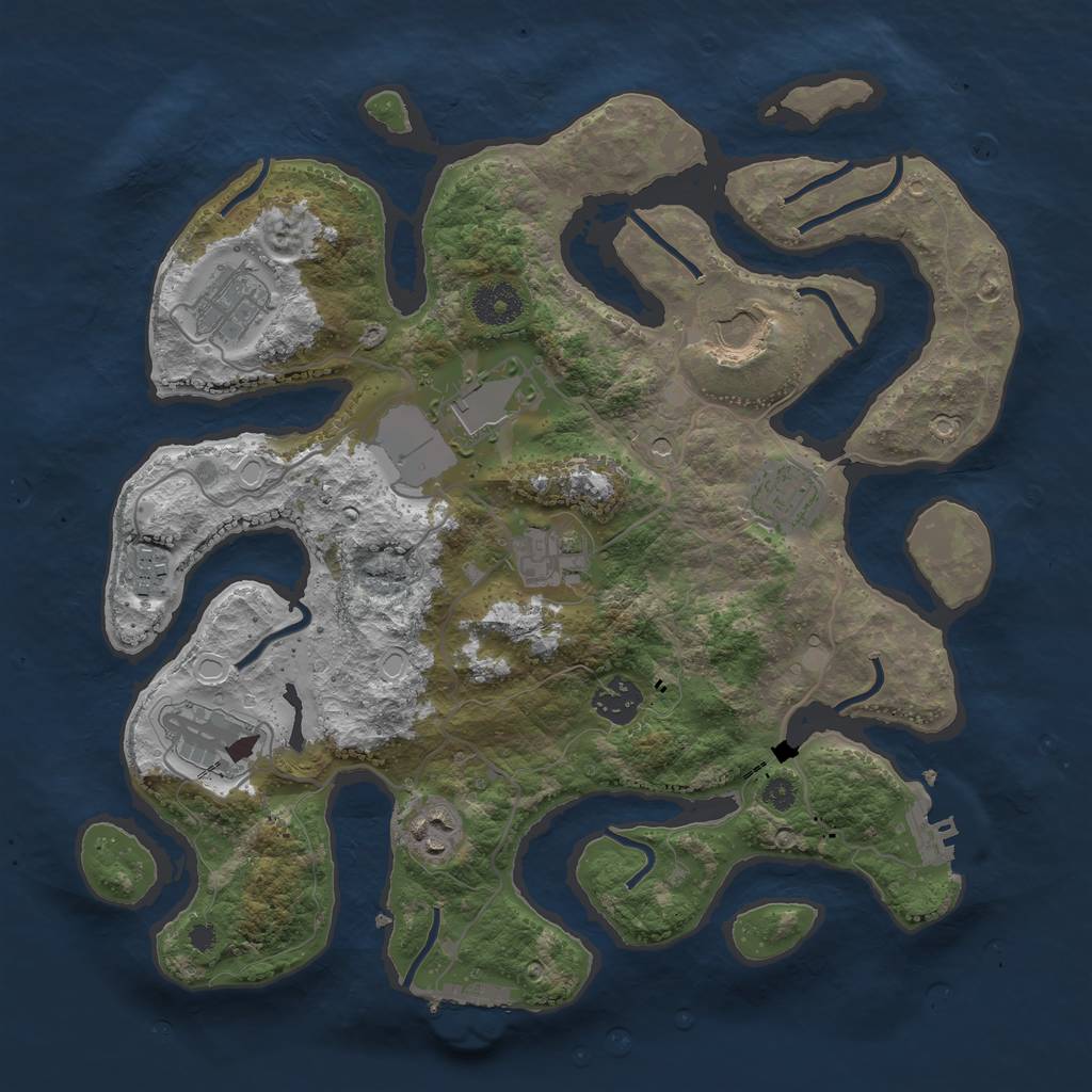 Rust Map: Procedural Map, Size: 3500, Seed: 1419114417, 17 Monuments