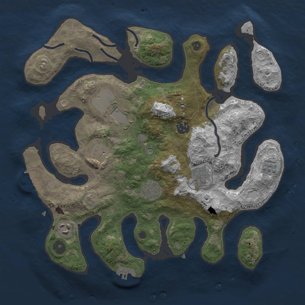 Rust Map: Procedural Map, Size: 3500, Seed: 689844784, 15 Monuments