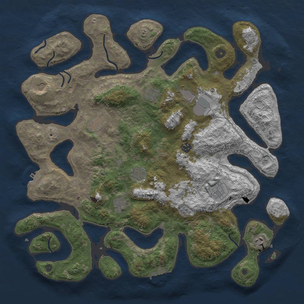 Rust Map: Procedural Map, Size: 4500, Seed: 415726215, 18 Monuments