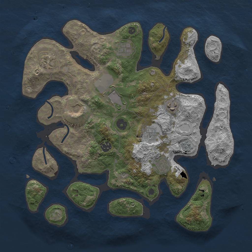 Rust Map: Procedural Map, Size: 3500, Seed: 8559572, 15 Monuments