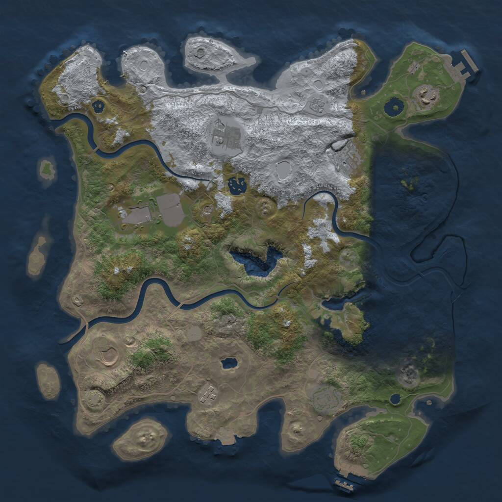 Rust Map: Procedural Map, Size: 4000, Seed: 43119164, 14 Monuments