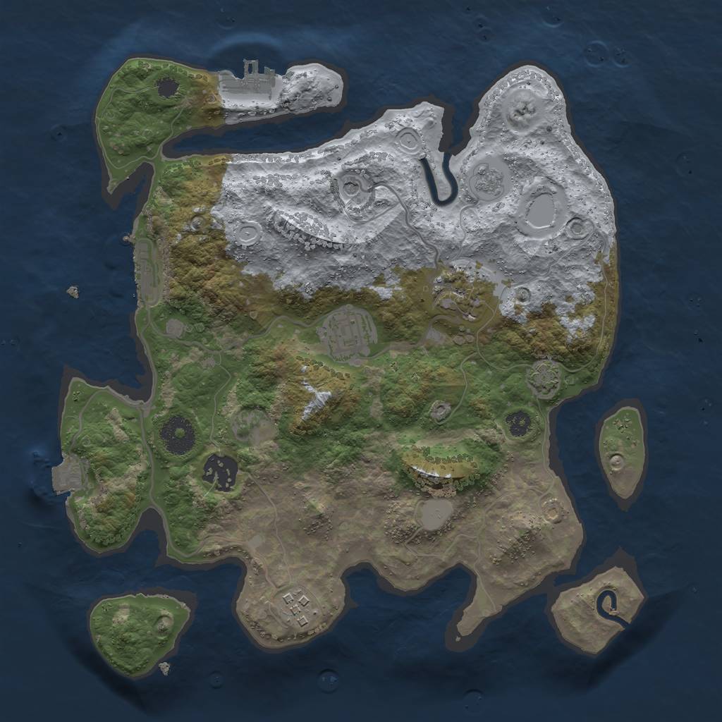 Rust Map: Procedural Map, Size: 3000, Seed: 357507, 12 Monuments