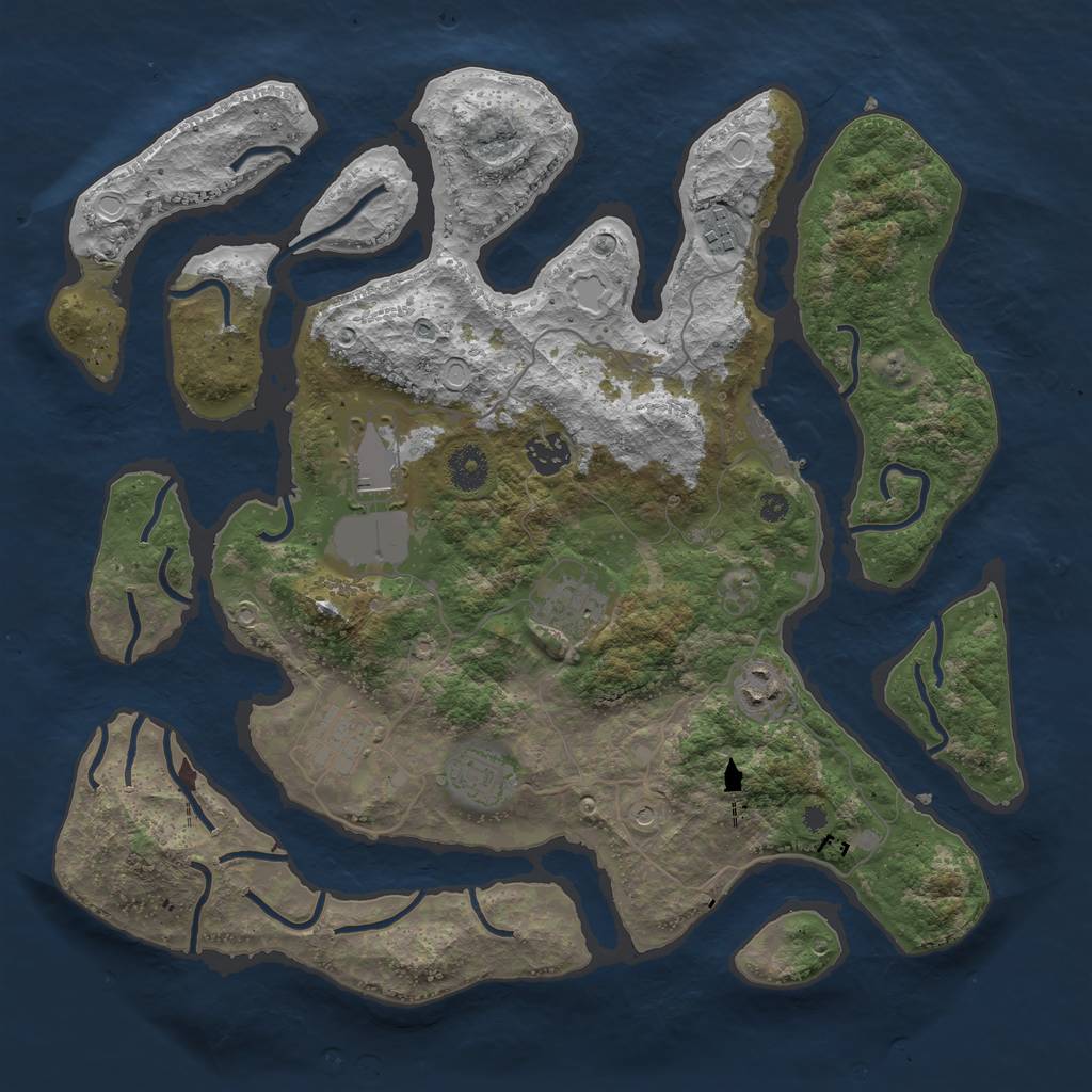 Rust Map: Procedural Map, Size: 3800, Seed: 1886851460, 14 Monuments
