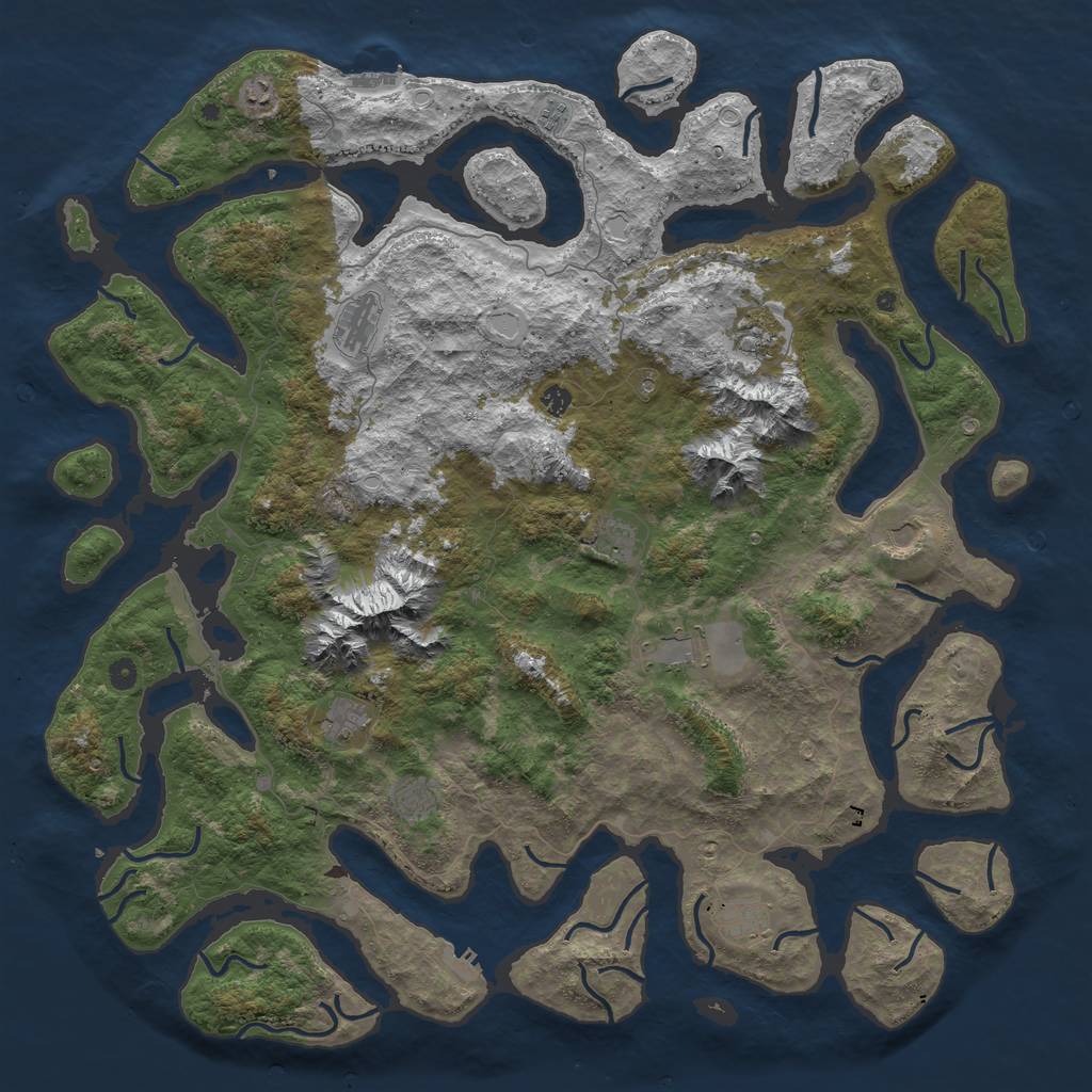 Rust Map: Procedural Map, Size: 5500, Seed: 1918389709, 19 Monuments