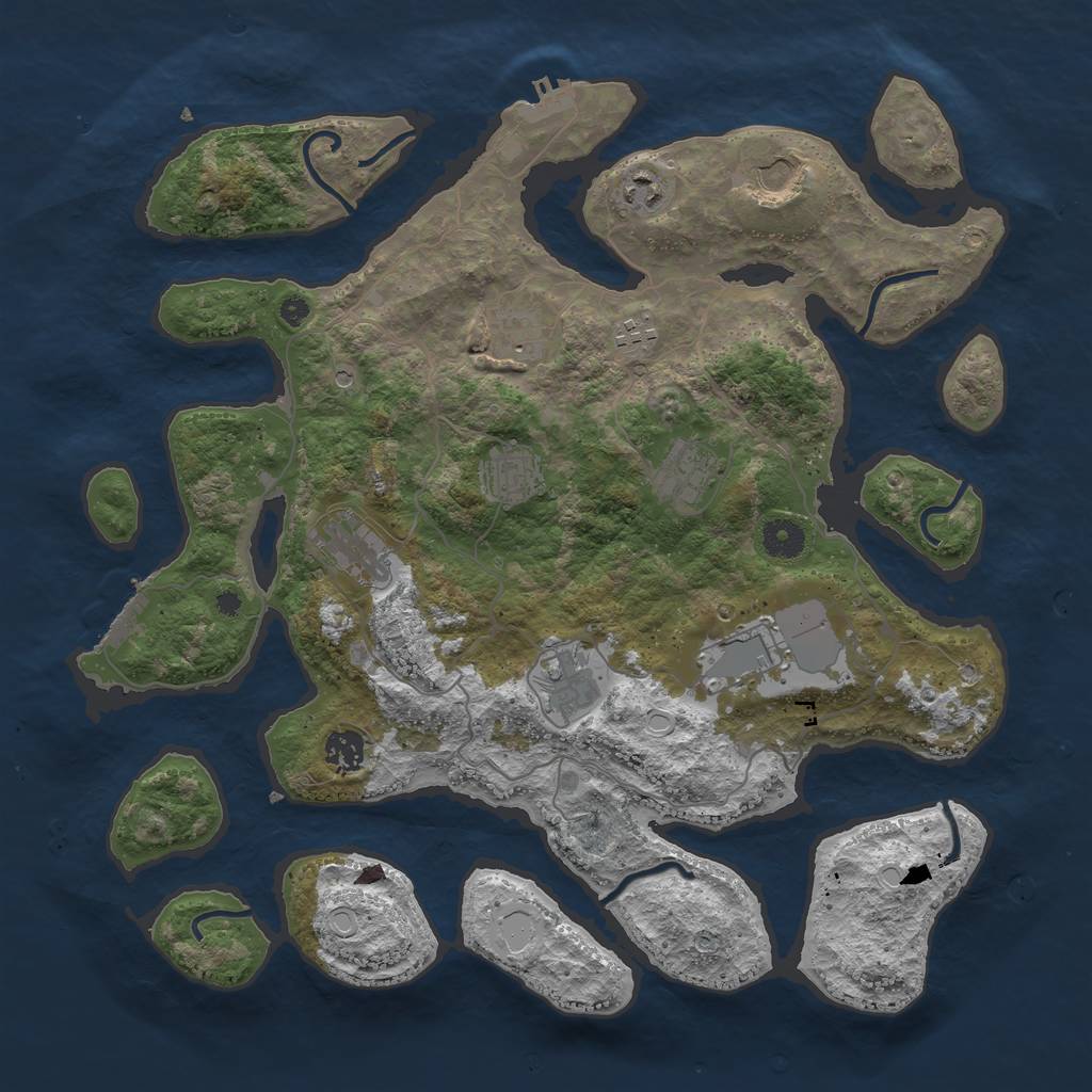 Rust Map: Procedural Map, Size: 4000, Seed: 7777777, 18 Monuments