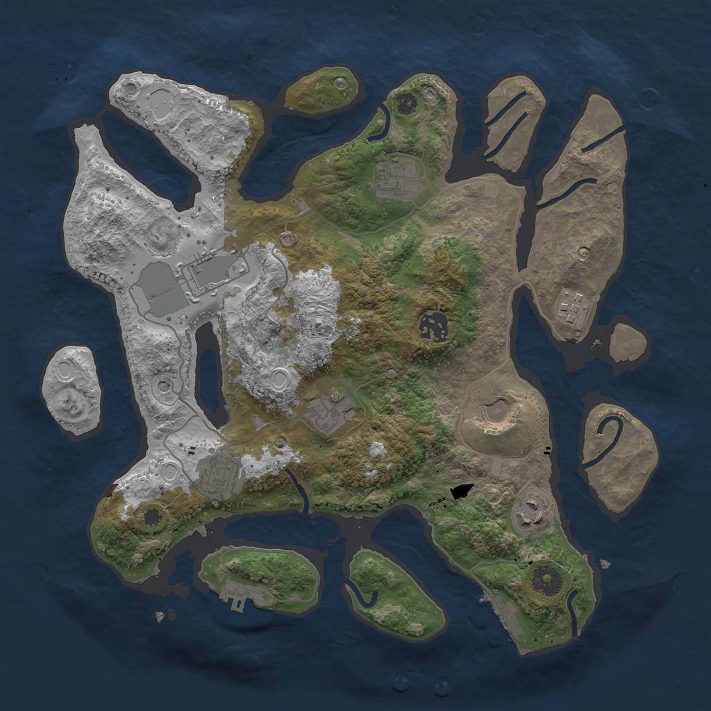 Rust Map: Procedural Map, Size: 3500, Seed: 998, 16 Monuments