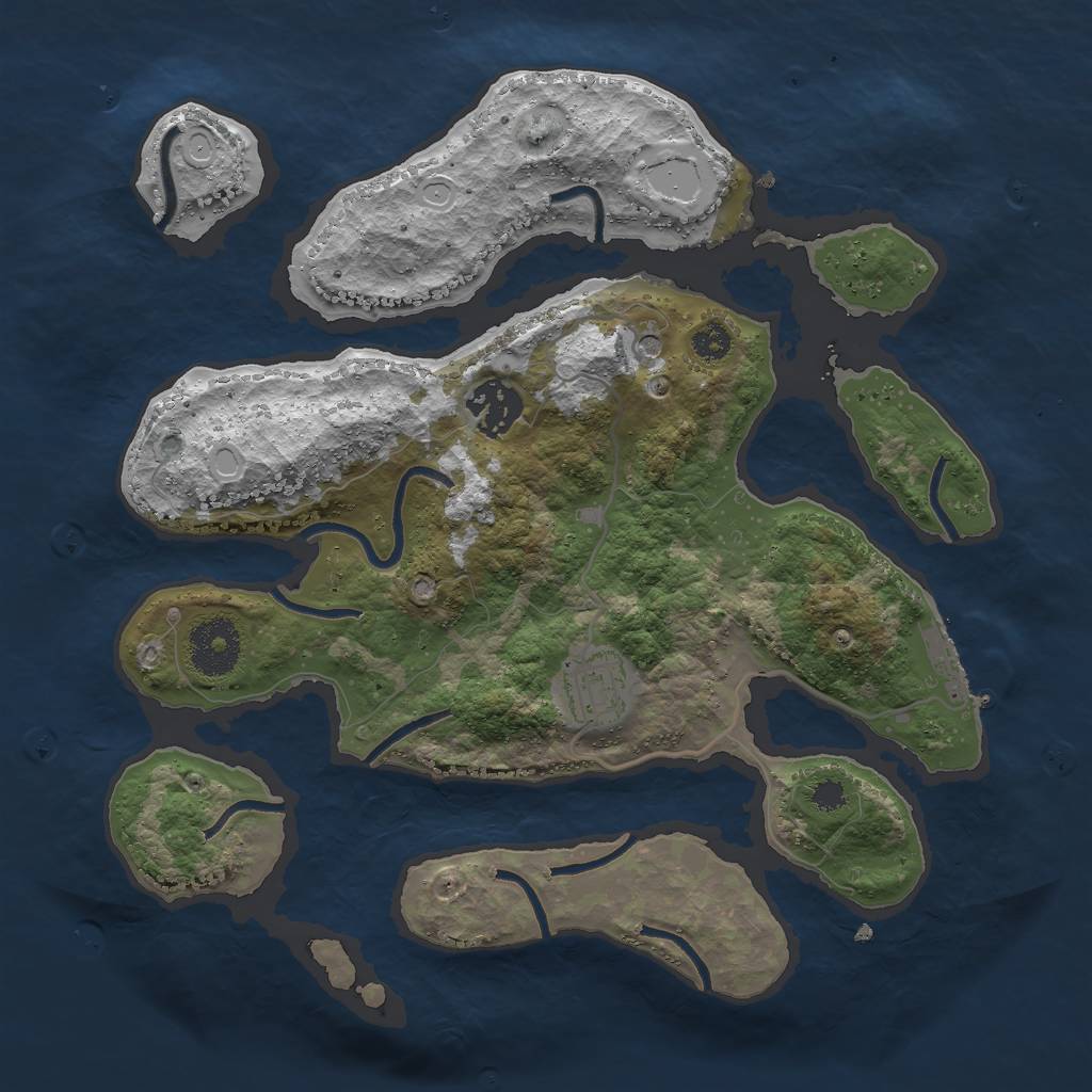 Rust Map: Procedural Map, Size: 3000, Seed: 18650, 9 Monuments