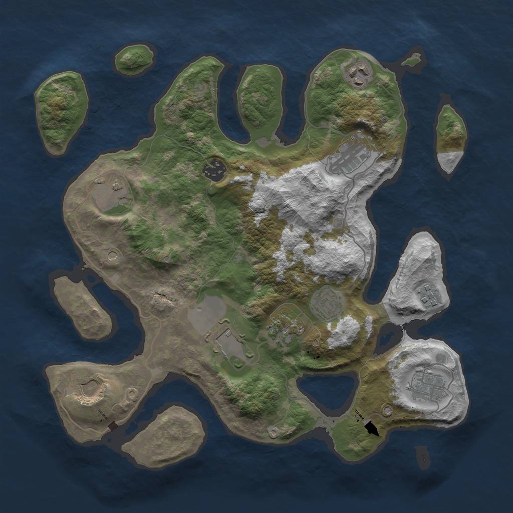 Rust Map: Barren, Size: 3500, Seed: 169610001, 13 Monuments