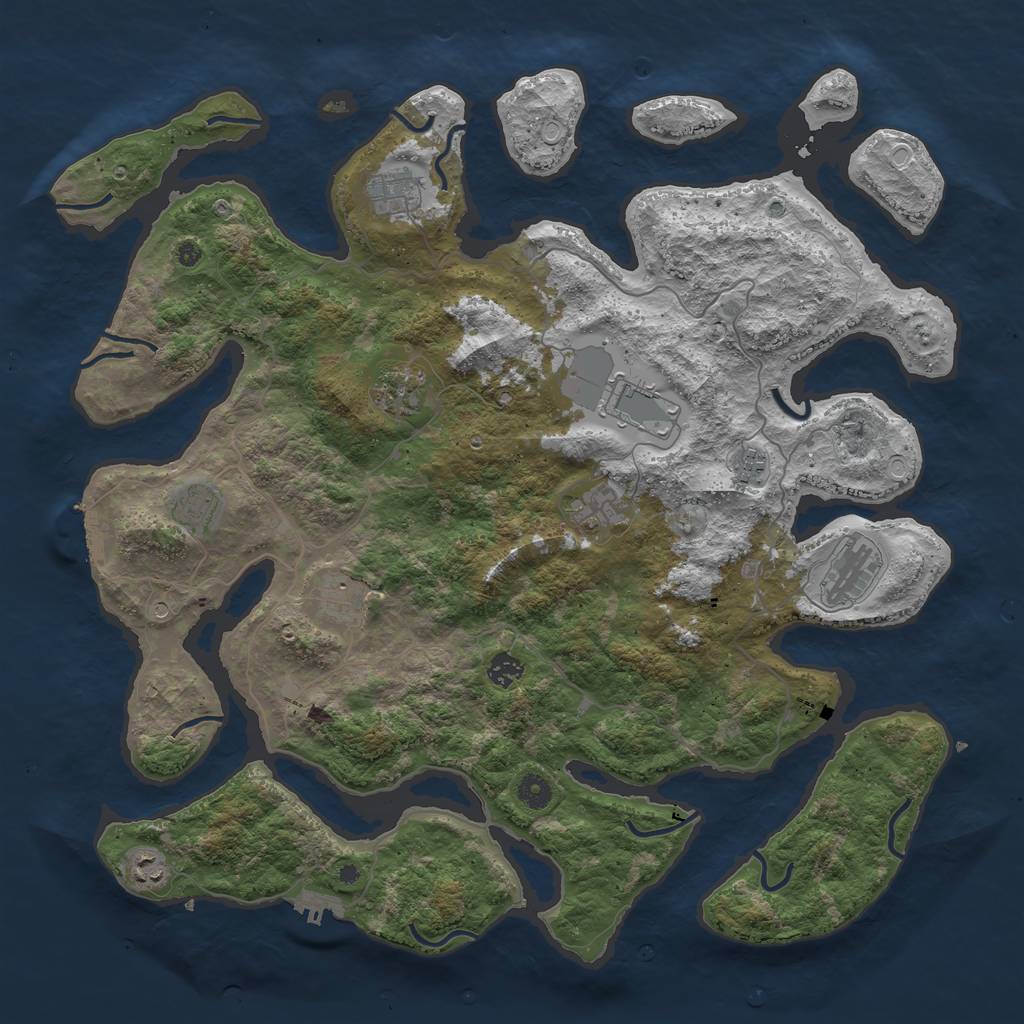 Rust Map: Procedural Map, Size: 4500, Seed: 552197516, 18 Monuments