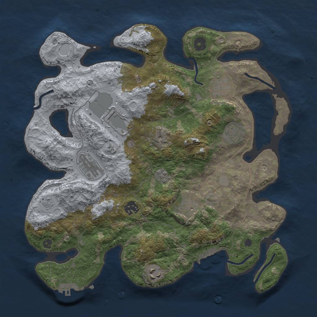 Rust Map: Procedural Map, Size: 3500, Seed: 1002853616, 15 Monuments