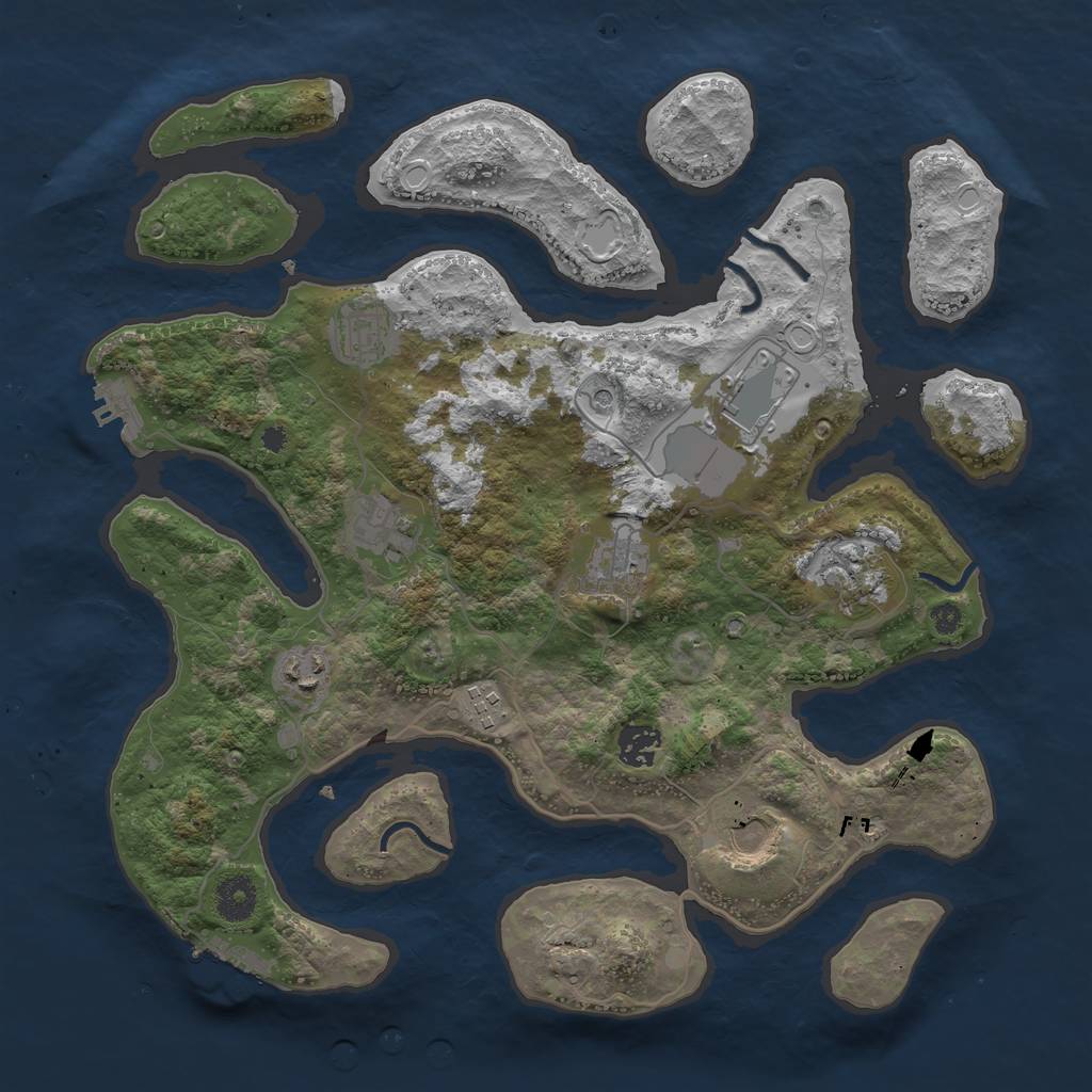 Rust Map: Procedural Map, Size: 3700, Seed: 45110, 17 Monuments