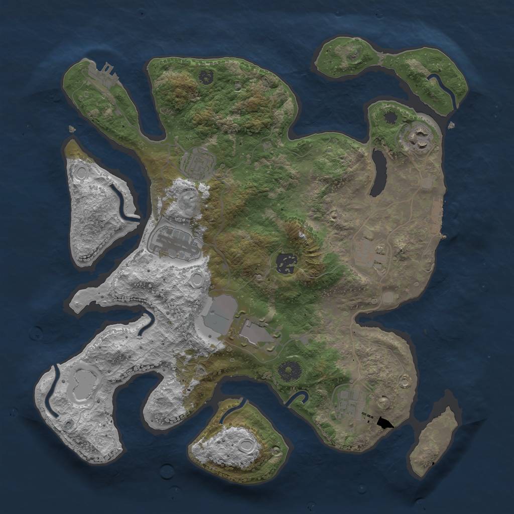 Rust Map: Procedural Map, Size: 3500, Seed: 3428, 14 Monuments