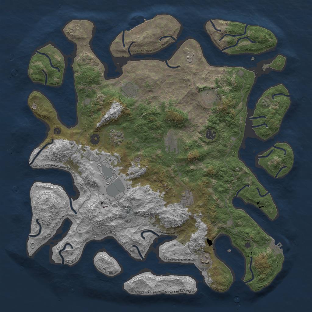 Rust Map: Procedural Map, Size: 4500, Seed: 1268218180, 17 Monuments