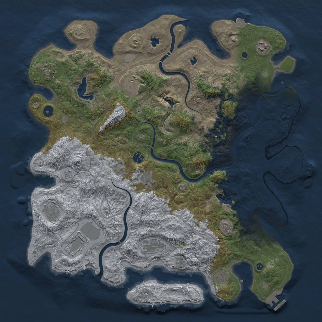 Rust Map: Procedural Map, Size: 4500, Seed: 1268218180, 17 Monuments