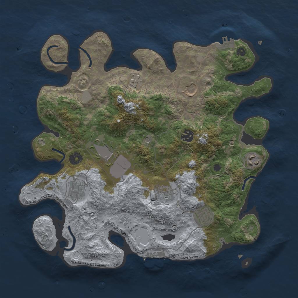 Rust Map: Procedural Map, Size: 3500, Seed: 42774251, 15 Monuments