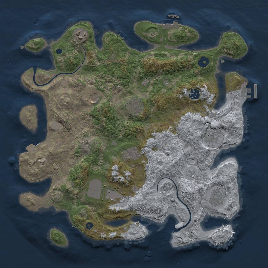 Rust Map: Procedural Map, Size: 3700, Seed: 75684, 14 Monuments