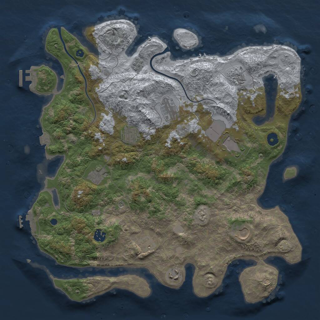 Rust Map: Procedural Map, Size: 3950, Seed: 327253005, 16 Monuments