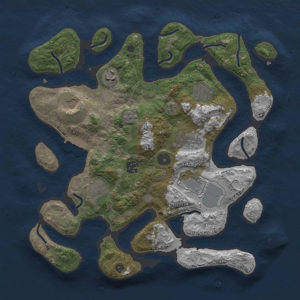 Rust Map: Procedural Map, Size: 3500, Seed: 105112143, 14 Monuments