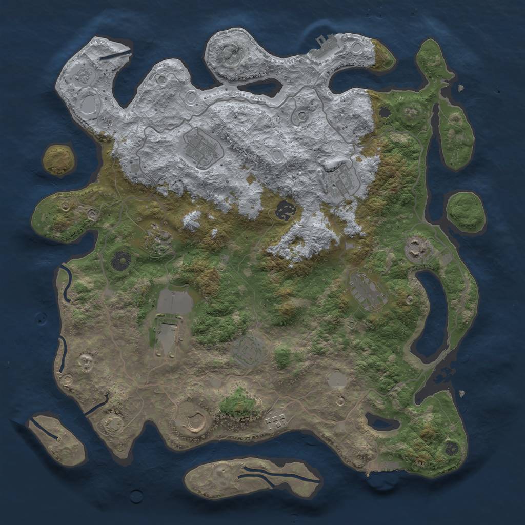 Rust Map: Procedural Map, Size: 4000, Seed: 889836476, 18 Monuments