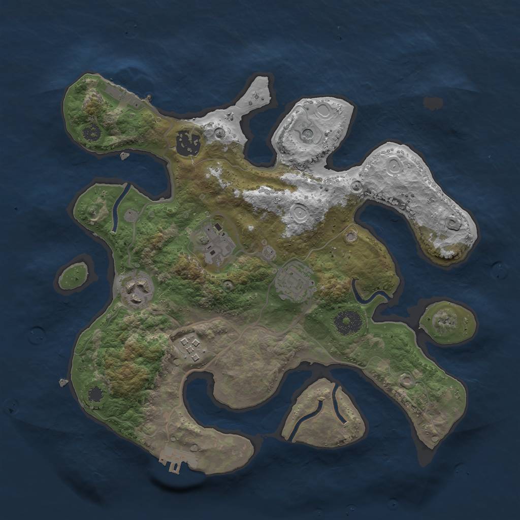 Rust Map: Procedural Map, Size: 3000, Seed: 1090790896, 13 Monuments