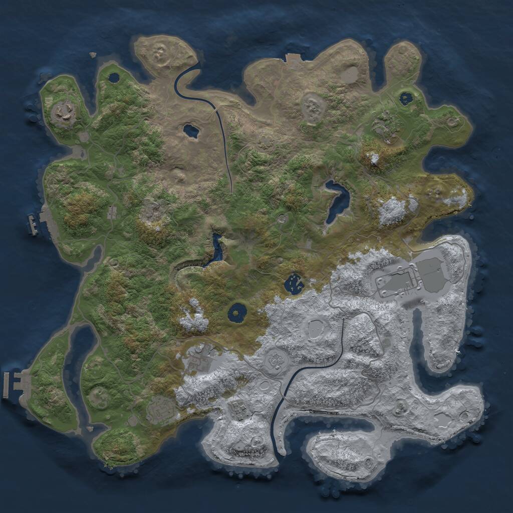 Rust Map: Procedural Map, Size: 4000, Seed: 691052824, 13 Monuments
