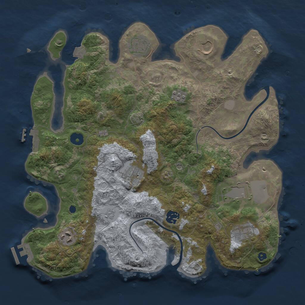 Rust Map: Procedural Map, Size: 3500, Seed: 111807735, 14 Monuments