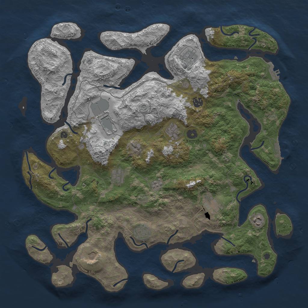 Rust Map: Procedural Map, Size: 4500, Seed: 708138328, 18 Monuments