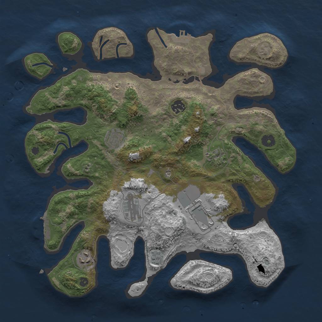 Rust Map: Procedural Map, Size: 3650, Seed: 1677, 15 Monuments