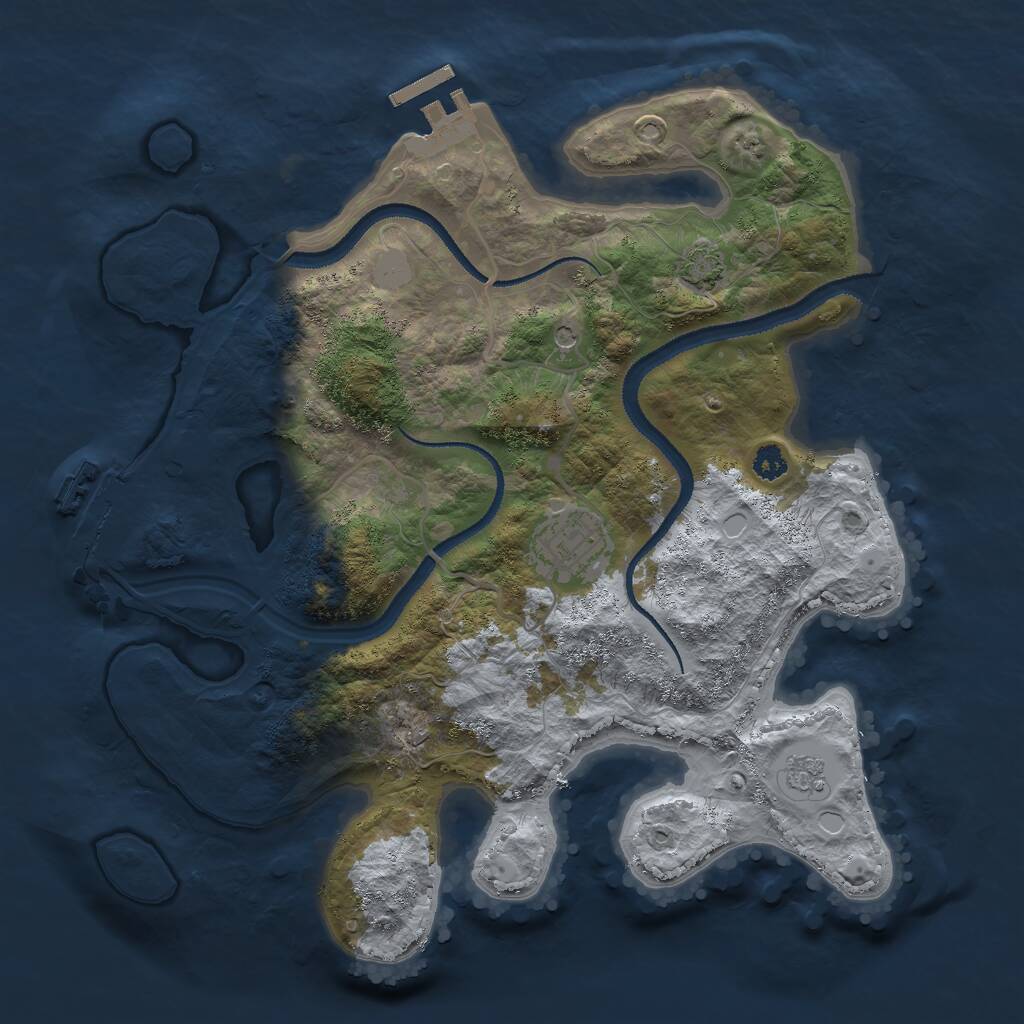 Rust Map: Procedural Map, Size: 3000, Seed: 733590861, 7 Monuments