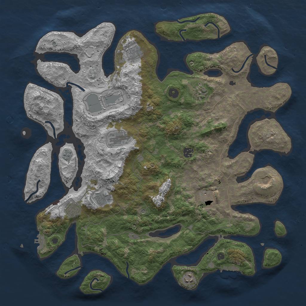 Rust Map: Procedural Map, Size: 4500, Seed: 299736151, 19 Monuments