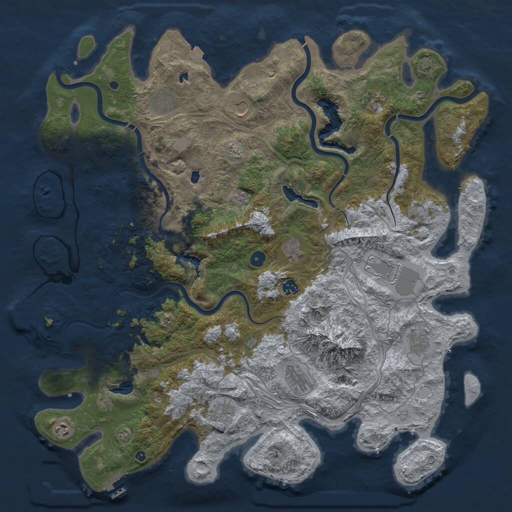 Rust Map: Procedural Map, Size: 5000, Seed: 388471434, 17 Monuments