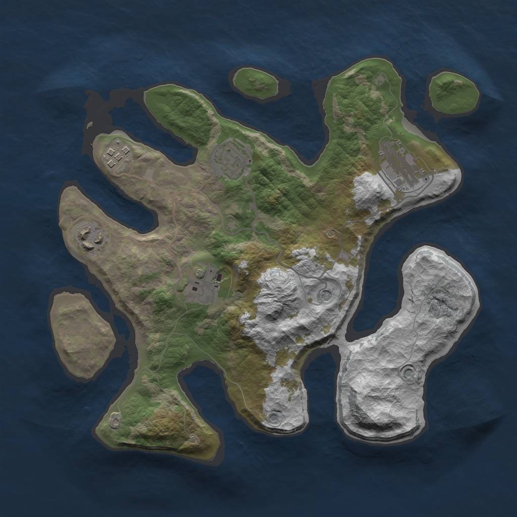 Rust Map: Barren, Size: 2900, Seed: 712372, 8 Monuments