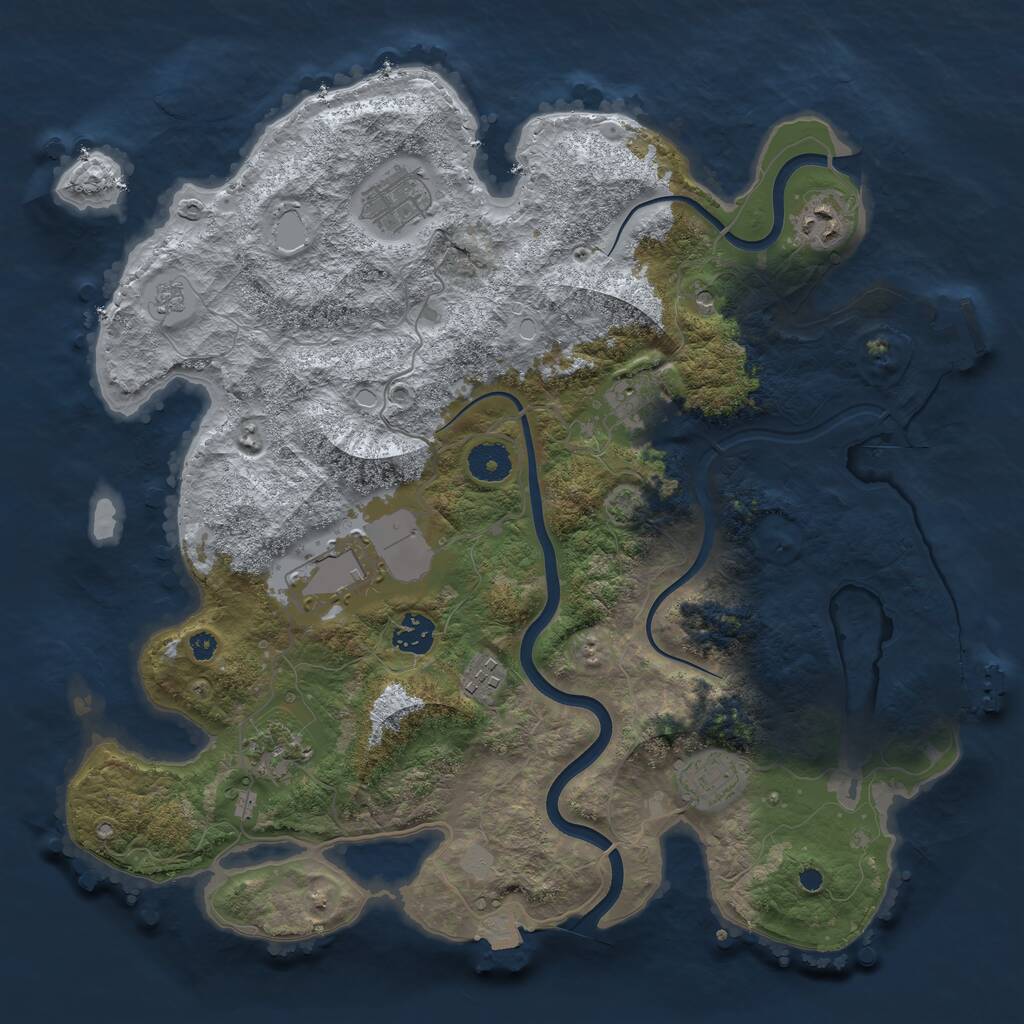 Rust Map: Procedural Map, Size: 3750, Seed: 475705252, 14 Monuments