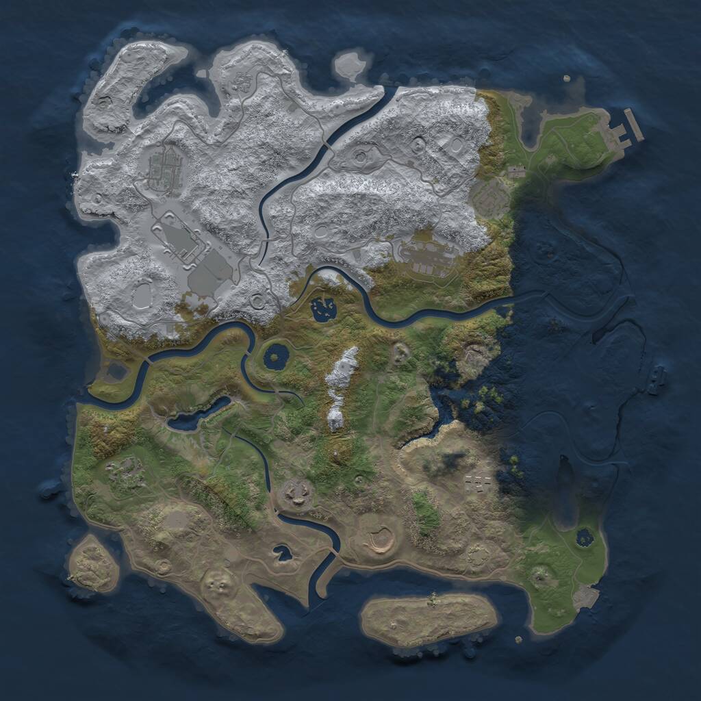 Rust Map: Procedural Map, Size: 4050, Seed: 491023990, 15 Monuments