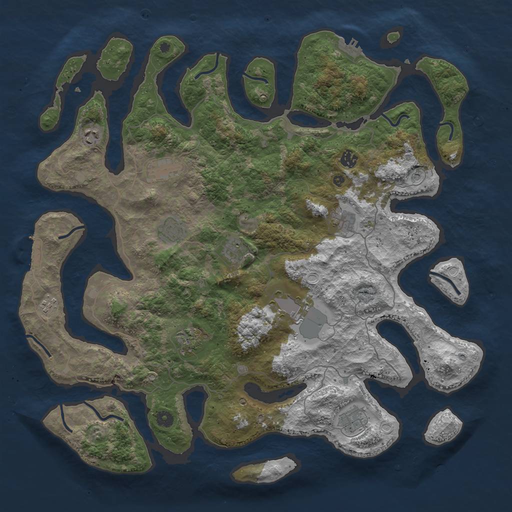 Rust Map: Procedural Map, Size: 4500, Seed: 382502, 18 Monuments