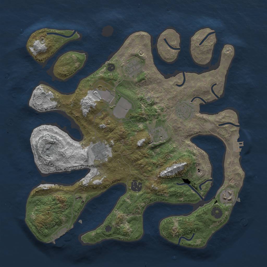 Rust Map: Procedural Map, Size: 3500, Seed: 30357929, 15 Monuments